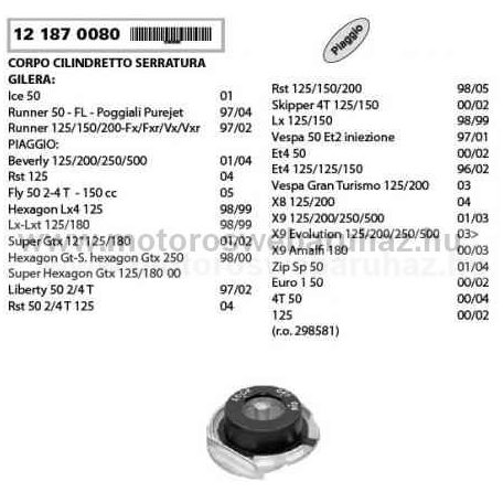 Zárhenger RMS foglalat GILERA RUNNER NEW (121870080)