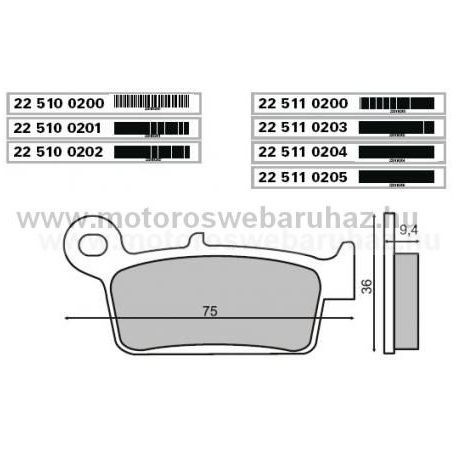 Fékbetét HONDA LEAD / KYMCO SNIPER (225100200) RMS 