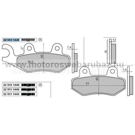 Fékbetét KYMCO (225101420) RMS KYMCO AGILITY,FILLY, VITALITY,SUZUKI RM,RMX,DR,YAMAHA YZ,WR,HONDA NSR,CMX,HUSQVARNA,KAWASAKI KDX,KLX