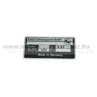 SIMSON (491464) tipustábla S 53 /Német minőség