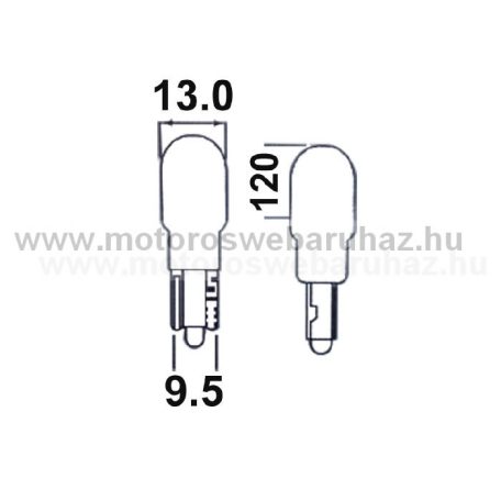 Izzó 12V 10W T13 üvegfoglalatos Fehér (62020)