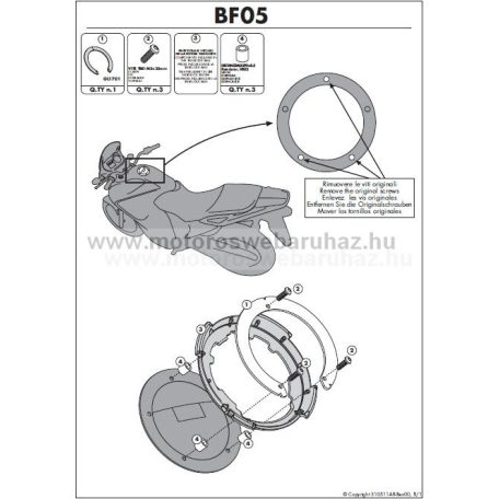 GIVI Tanktáska Adapter TANKLOCK Rendszerű rögzítéskez BF05 (CAGIVA,MV,YAMAHA)