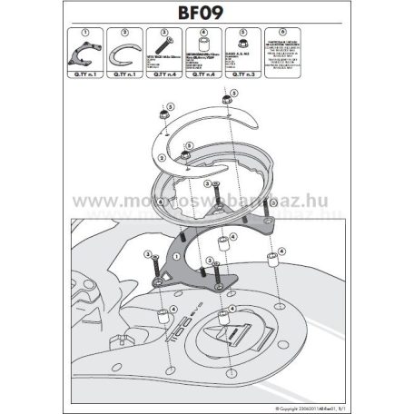 GIVI Tanktáska Adapter TANKLOCK Rendszerű rögzítéskez BF09 (DUCATI)