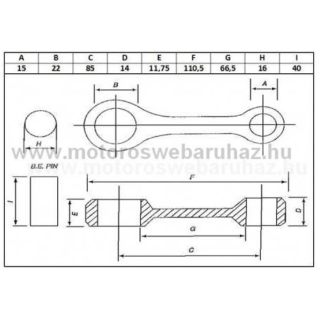 Hajtókar szett DR (IM07033) NORMÁL HAJTÓKAR MINARELLI AM ÉS RV MOTOR BLOKKHOZ, 16 MM-ES ALSÓ CSAPPAL