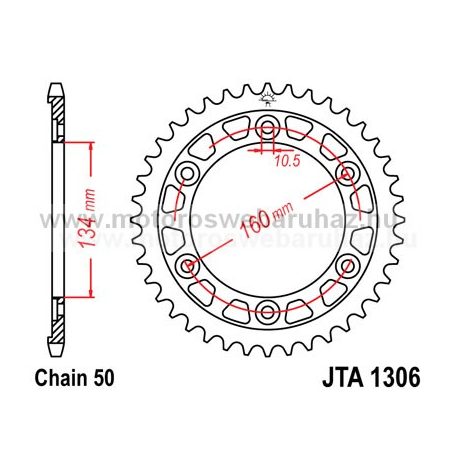 LÁNCKERÉK HÁTSÓ ALU JT (JTA1306) 530-as LÁNCHOZ