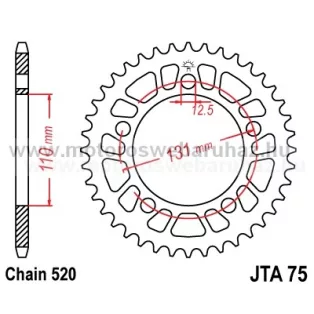 LÁNCKERÉK HÁTSÓ ALU JT (JTA75) 520-as LÁNCHOZ FEKETE