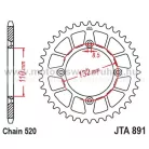 LÁNCKERÉK HÁTSÓ ALU JT (JTA891) 520-aS LÁNCHOZ FEKETE/NARANCS