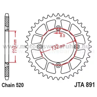   LÁNCKERÉK HÁTSÓ ALU JT (JTA891) 520-aS LÁNCHOZ FEKETE/NARANCS
