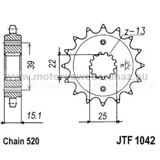 LÁNCKERÉK ELSŐ JT (JTF1042) 520-as LÁNCHOZ