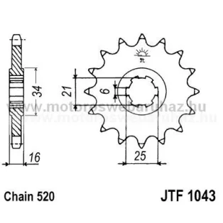 LÁNCKERÉK ELSŐ JT (JTF1043) 520-as LÁNCHOZ