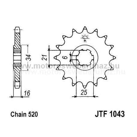 LÁNCKERÉK ELSŐ JT (JTF1043) 520-as LÁNCHOZ