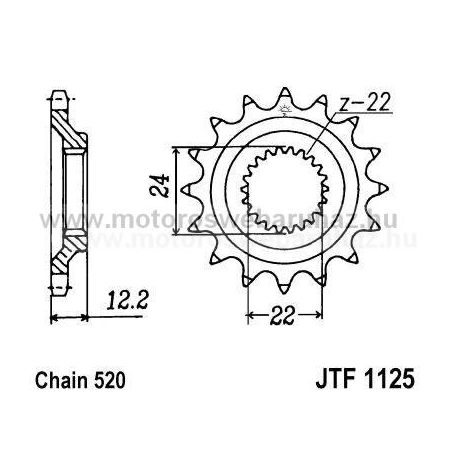 LÁNCKERÉK ELSŐ JT (JTF1125) 520-as LÁNCHOZ