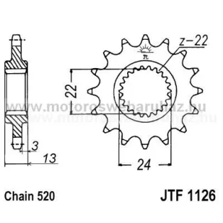 LÁNCKERÉK ELSŐ JT (JTF1126) 520-as LÁNCHOZ