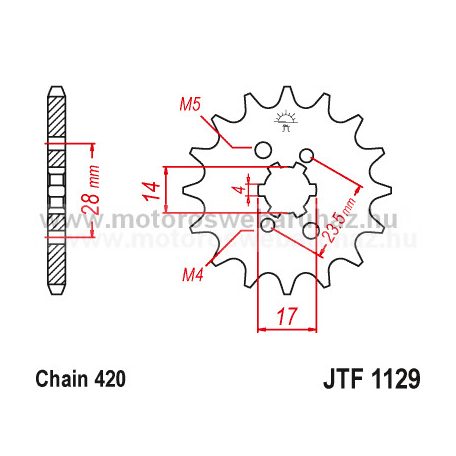 LÁNCKERÉK ELSŐ JT (JTF1128/1129) 420-as LÁNCHOZ