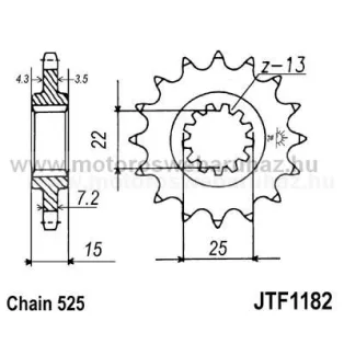 LÁNCKERÉK ELSŐ JT (JTF1182) 525-ös LÁNCHOZ
