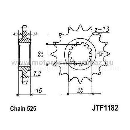 LÁNCKERÉK ELSŐ JT (JTF1182) 525-ös LÁNCHOZ