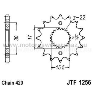 LÁNCKERÉK ELSŐ JT (JTF1256) 420-as LÁNCHOZ