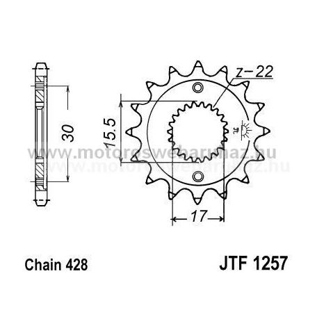 LÁNCKERÉK ELSŐ JT (JTF1257) 428-as LÁNCHOZ