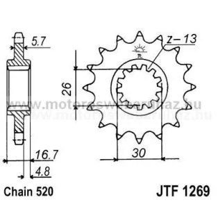 LÁNCKERÉK ELSŐ JT (JTF1269) 520-as LÁNCHOZ