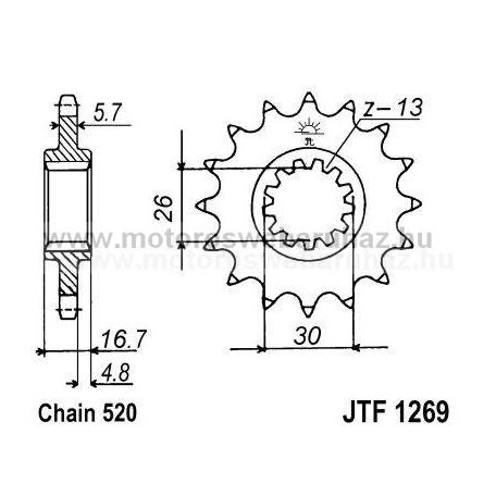 LÁNCKERÉK ELSŐ JT (JTF1269) 520-as LÁNCHOZ