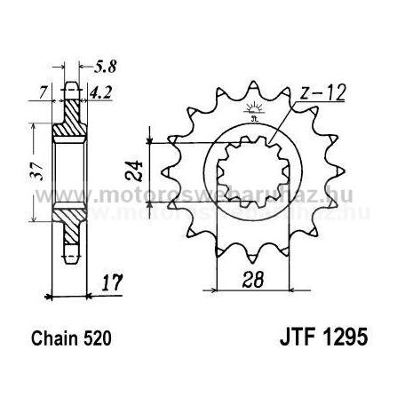 LÁNCKERÉK ELSŐ JT (JTF1295) 520-as LÁNCHOZ