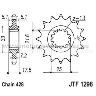 LÁNCKERÉK ELSŐ JT (JTF1298) 428-as LÁNCHOZ