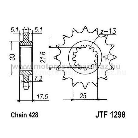 LÁNCKERÉK ELSŐ JT (JTF1298) 428-as LÁNCHOZ