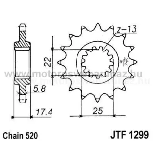 LÁNCKERÉK ELSŐ JT (JTF1299) 520-as LÁNCHOZ