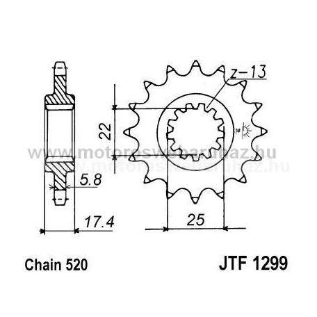 LÁNCKERÉK ELSŐ JT (JTF1299) 520-as LÁNCHOZ