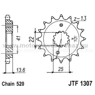 LÁNCKERÉK ELSŐ JT (JTF1307) 520-as LÁNCHOZ