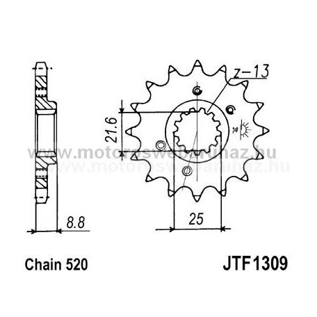 LÁNCKERÉK ELSŐ JT (JTF1309) 520-as LÁNCHOZ