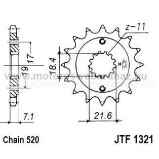 LÁNCKERÉK ELSŐ JT (JTF1321) 520-as LÁNCHOZ