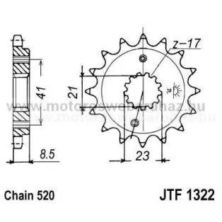 LÁNCKERÉK ELSŐ JT (JTF1322) 520-as LÁNCHOZ