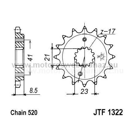 LÁNCKERÉK ELSŐ JT (JTF1322) 520-as LÁNCHOZ