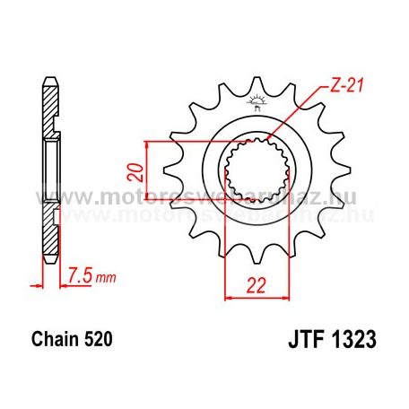 LÁNCKERÉK ELSŐ JT (JTF1323) 520-as LÁNCHOZ