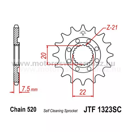 LÁNCKERÉK ELSŐ JT (JTF1323) 520-as LÁNCHOZ