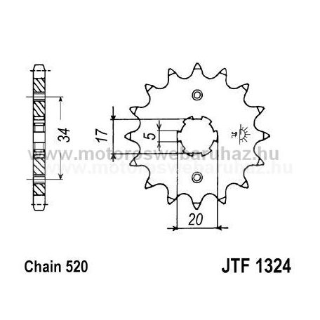 LÁNCKERÉK ELSŐ JT (JTF1324) 520-as LÁNCHOZ