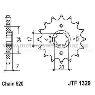 LÁNCKERÉK ELSŐ JT (JTF1329) 520-as LÁNCHOZ