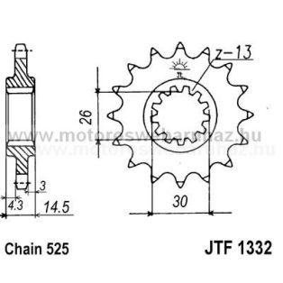 LÁNCKERÉK ELSŐ JT (JTF1332) 525-ös LÁNCHOZ