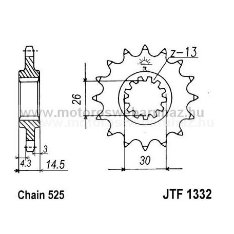 LÁNCKERÉK ELSŐ JT (JTF1332) 525-ös LÁNCHOZ