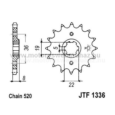 LÁNCKERÉK ELSŐ JT (JTF1336) 520-as LÁNCHOZ