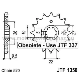 LÁNCKERÉK ELSŐ JT (JTF1350) 520-as LÁNCHOZ