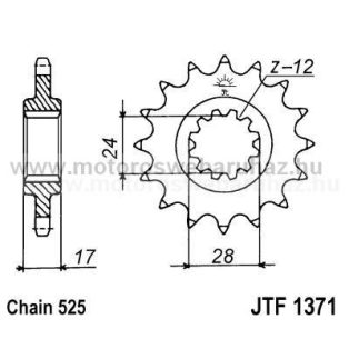LÁNCKERÉK ELSŐ JT (JTF1371) 525-ös LÁNCHOZ