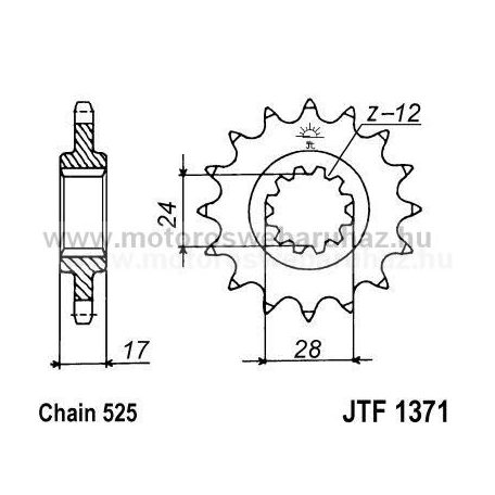 LÁNCKERÉK ELSŐ JT (JTF1371) 525-ös LÁNCHOZ