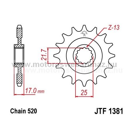 LÁNCKERÉK ELSŐ JT (JTF1381) 520-as LÁNCHOZ