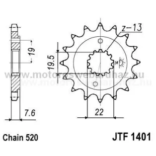 LÁNCKERÉK ELSŐ JT (JTF1401) 520-as LÁNCHOZ