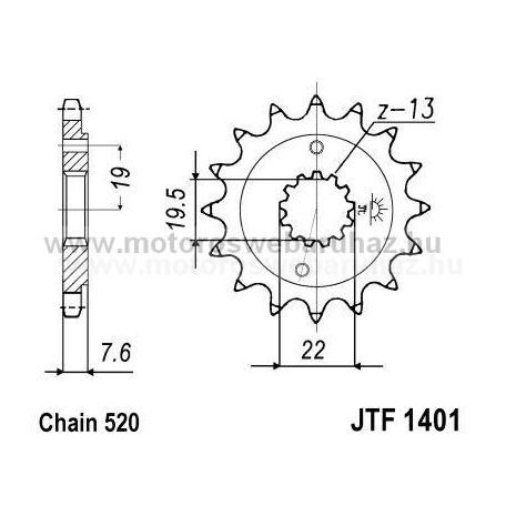 LÁNCKERÉK ELSŐ JT (JTF1401) 520-as LÁNCHOZ