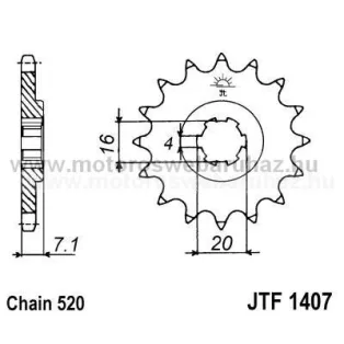 LÁNCKERÉK ELSŐ JT (JTF1407) 520-as LÁNCHOZ