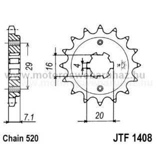 LÁNCKERÉK ELSŐ JT (JTF1408) 520-as LÁNCHOZ