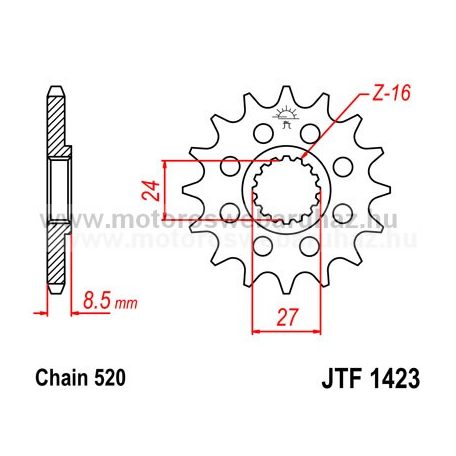 LÁNCKERÉK ELSŐ JT (JTF1423) 520-as LÁNCHOZ